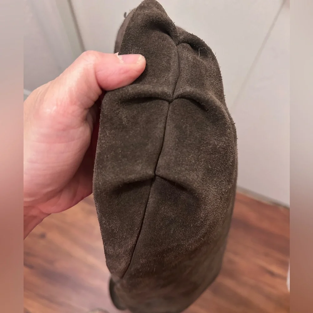 Marlon Made In Italy Dark Brown Suede Hobo Bag- Genuine Leather - Picture 9 of 16